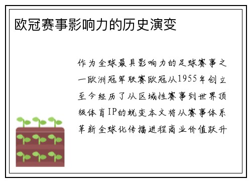 欧冠赛事影响力的历史演变